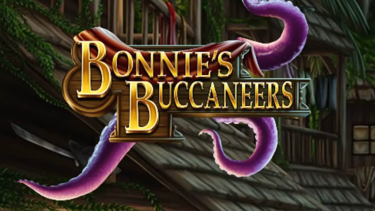 Tampilan layar permainan Bonnie’s Buccaneers dengan tema bajak laut dan peti harta karun.