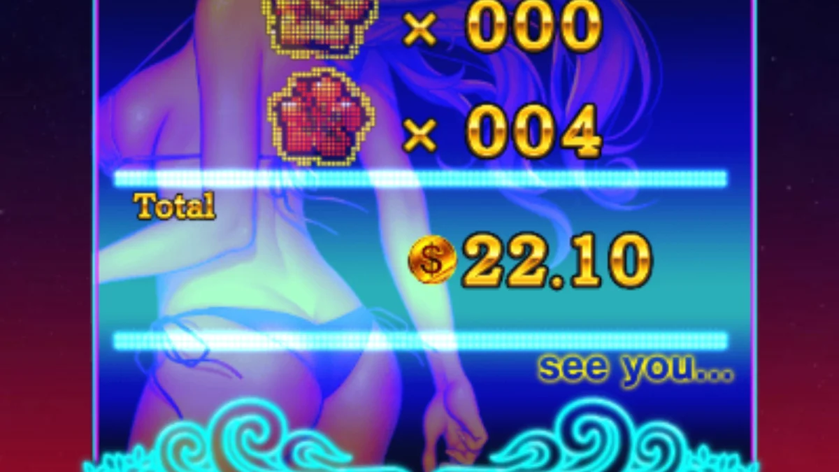 Antarmuka futuristik slot Hawaiian Dream Boost dengan elemen neon tropis